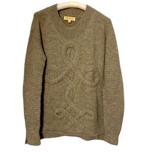 Solosix Knitting Grey 💯 Alpaca Crew Asymmetric Bottom Sweater Size M